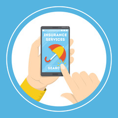 Online insurance service concept. Idea of bying insurance
