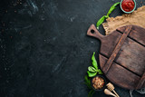 The background of cooking. Top view. Banner Free space for your text. Rustic style.