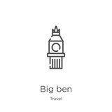 big ben icon vector from travel collection. Thin line big ben outline icon vector illustration. Outline, thin line big ben icon for website design and mobile, app development.