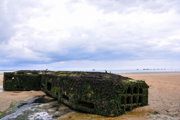 Remains of the Mulberry harbour in Normandy France, Europe