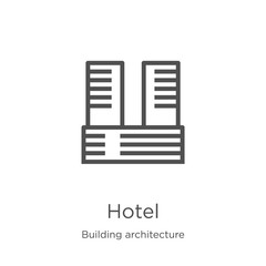 hotel icon vector from building architecture collection. Thin line hotel outline icon vector illustration. Outline, thin line hotel icon for website design and mobile, app development.