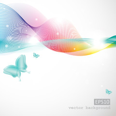 abstract color waves, lines,  on a white