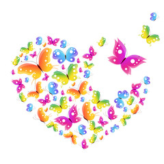 beautiful color butterflies,set, isolated  on a white