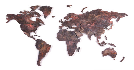 Roughly outlined world map - Bronze
