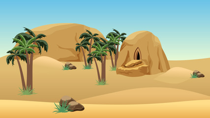 Desert landscape scene for cartoon or game background