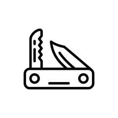 Folding Knife Icon Vector Illustration in Line Style for Any Purpose