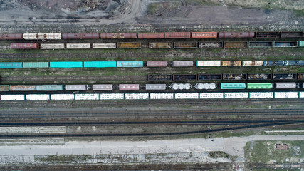 railway from the air top view drone shoot 