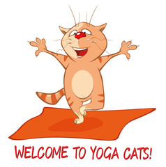 Essential Yoga Poses for Cats. Vector Illustration of a Cute Cat. Cartoon Character 