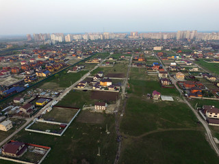 Aerial view of the Saburb landscape (drone image). Near Kiev,Ukraine