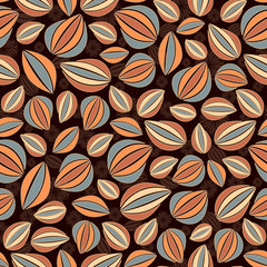 Seamless abstract pattern with floral ornament of leaves.
