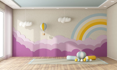 Playroom with decoration on background wall