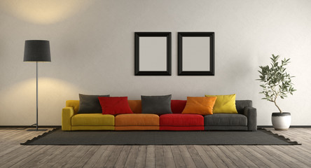 Colorful sofa in a living room