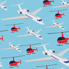 Pattern with airplane and helicopter