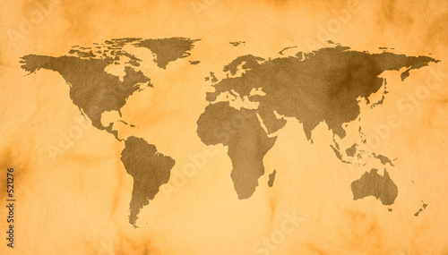 Fototapeta world map on vintage paper