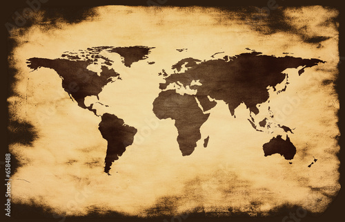 Fototapeta world map on grunge background