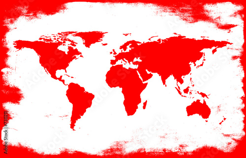 Fototapeta white-red grunge map