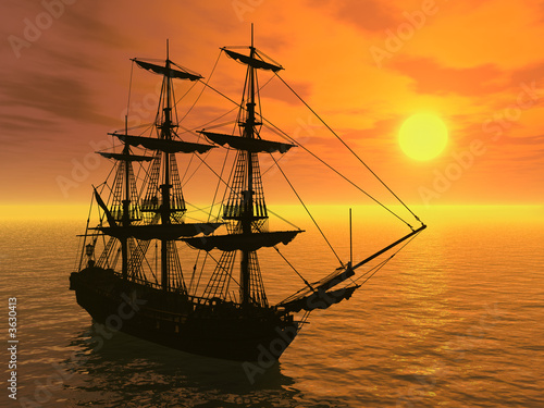 tall-ship-at-sunset-3d-render