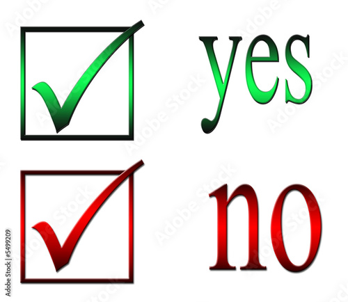 Red and green check boxes for yes or no by Ashley van Dyck, Royalty ...