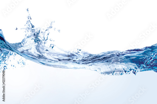 Splashing water on white. Splash of water on a surface. © Fisher Photostudio
