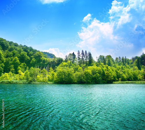 Fototapeta green water lake