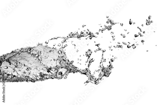  water splash with bubbles isolated on white
