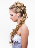 Young brife with beauty wedding hairstyle  profile