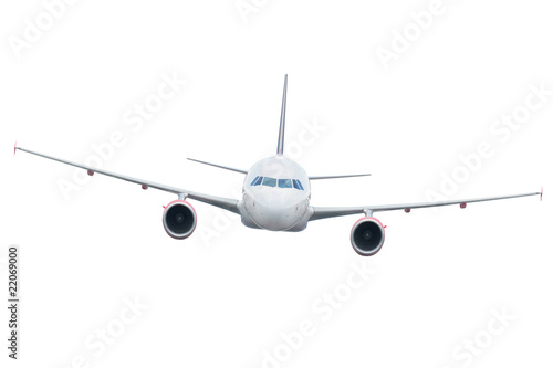 Fototapeta Isolated airplane - clear surface - ready for editing