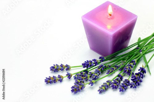 Fototapeta lavender and candle