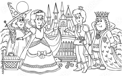 Fototapeta prince, princess, king and fairy