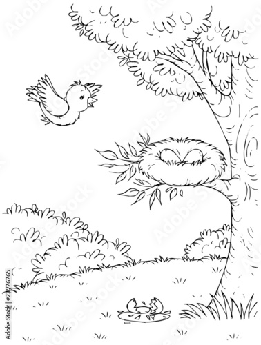 Lacobel bird flying to a nest