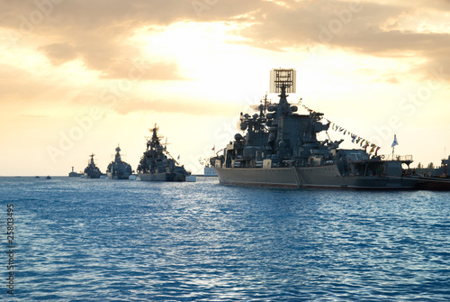  Row of military ships