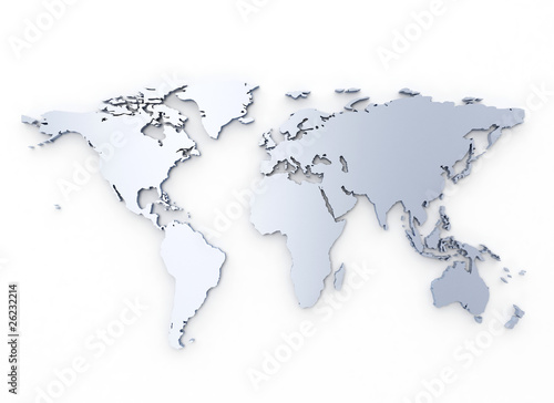  World map silver
