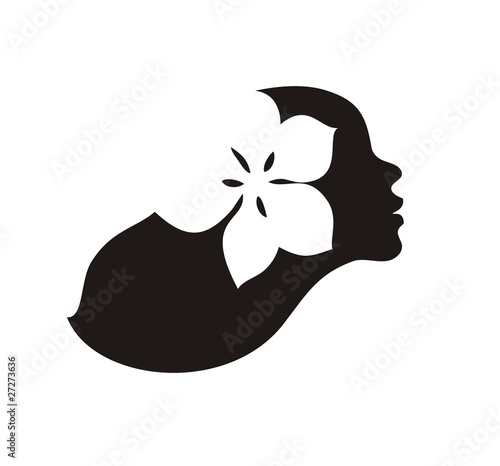 Fototapeta Woman with flower in hair icon
