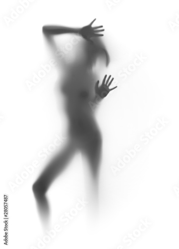Fototapeta Dancer woman in sexy pose, silhouette