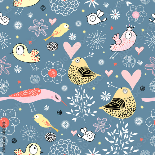 Lacobel seamless pattern with birds