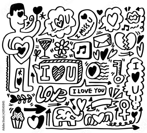  hand draw love element