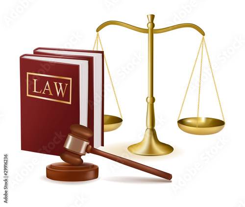 "scales of justice, judge gavel and law books. Vector ...