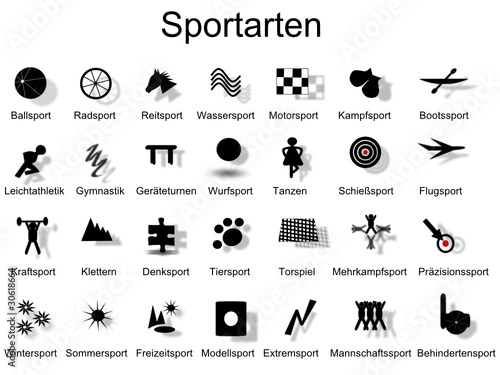 "Sportarten - Icons mit Schatten" Stockfotos und ...