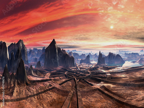ruiny-alien-landing-site-o-zachodzie-slonca