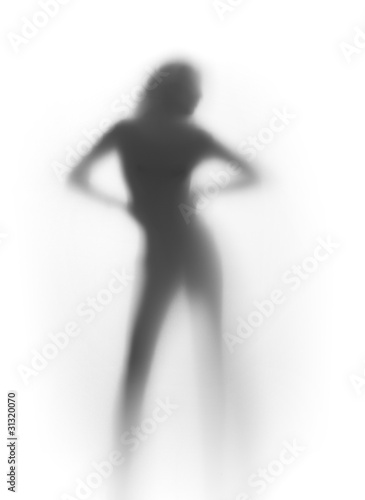 Fototapeta Sexy dancer woman silhouette, stand front
