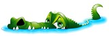 Coccodrillo Cartoon in Acqua-Crocodile in Water-Vector
