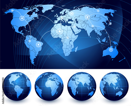 world map and globes