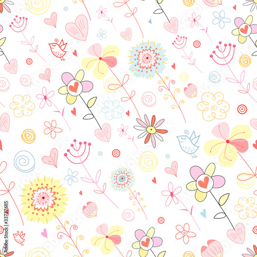  floral pattern with birds