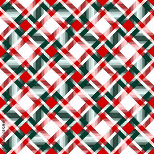  Seamless Pattern Xmas Check Red/Green/White Diagonal