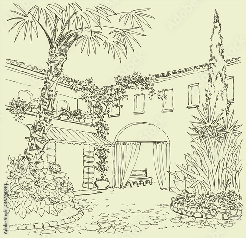  Vector sketch of the eastern courtyard