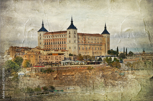  Toledo alcazar (Spain) - picture in painting style