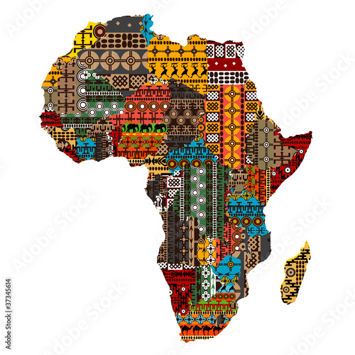 Obraz Fotograficzny Africa map with countries made of ethnic textures