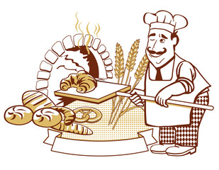 Bäckermeister am Backofen