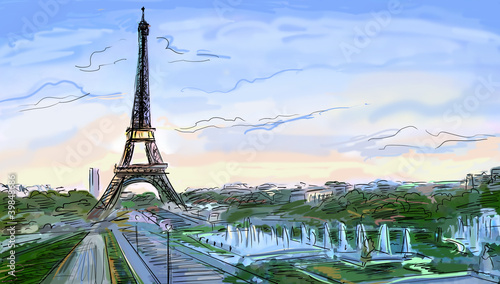 Fototapeta Eiffel Tower, Paris illustration