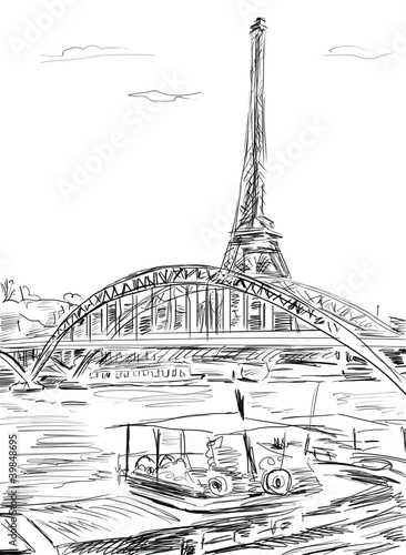 Fototapeta Eiffel Tower, Paris illustration